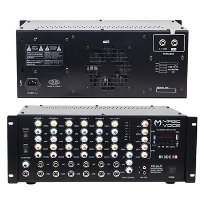 Magicvoice MV-300EF-TR 300 Watt 6 Mikrofon Girişli USB-Bluetooth Destekli Trafolu Mixer Anfi