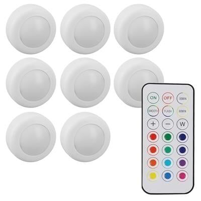 PowerMaster PM-27186 Led Mobilya Merdiven Pilli Aydınlatma 3M Yapışkanlı Kumandalı RGB + 4000K (8'li Paket)