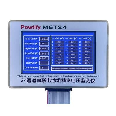 Powtify M6T24 24S Kanallı Yüksek Hassasiyetli Lityum Batarya Gerçek Zamanlı Voltaj Analizörü