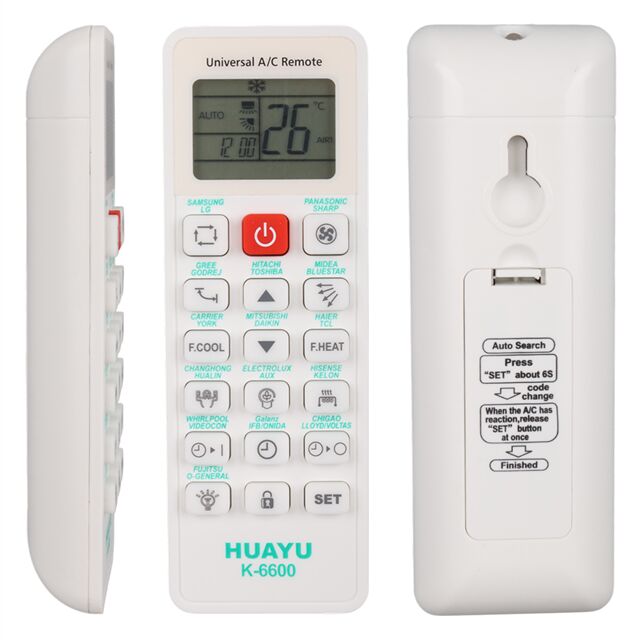 Huayu K-6600 Üniversal Akıllı Klima Kumandası 99% Uyumluluk LCD Ekranlı