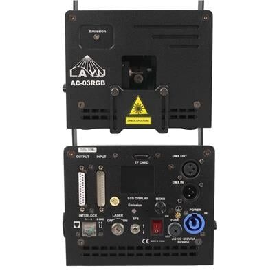 Layu AC-03RGB 3 Watt RGB Lazer 25Kpps Double Safety Design SD Card DMX ILDA Analog