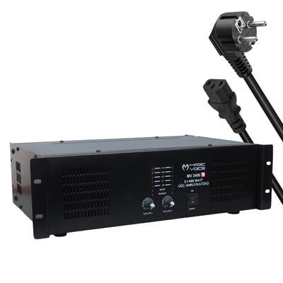Magicvoice MV-2400 2x400 Watt 4-8 Ohm -100 V 19 Rack Hat Trafolu Power Anfi