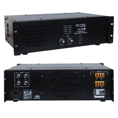 Magicvoice MV-2400 2x400 Watt 4-8 Ohm -100 V 19 Rack Hat Trafolu Power Anfi