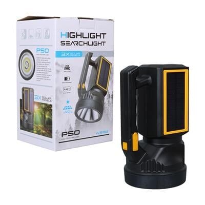 Powermaster W5192 Solar Şarjlı El Feneri Uzun Mesafe Işıldak