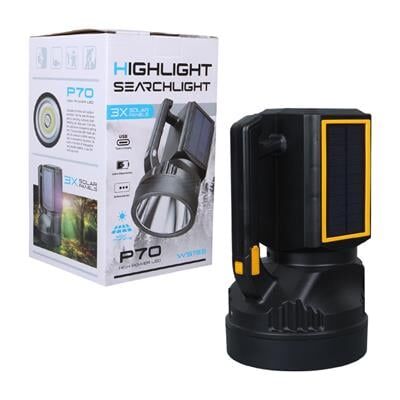 Powermaster W5193 Solar Şarjlı El Feneri Uzun Mesafe Işıldak