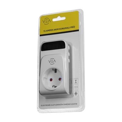 Vea VE-25530 15A 3520W Tekli Dijital Göstergeli Akım Korumalı Priz Aşırı Yüksek Gerilim