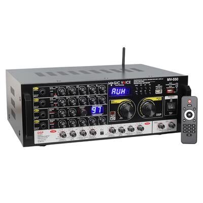 MagicVoice MV-550 2x100W USB/SD/Bluetooth 4 Mikrofon Girişli Stereo Mixer Amfi