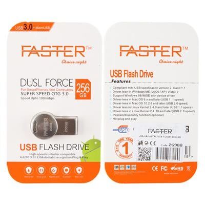 Faster 256 GB Dusl Serisi USB 3.0 Yüksek Hızlı Metal Flash Bellek