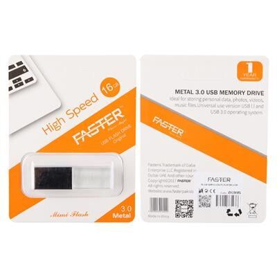 Faster 16 GB Mimi Serisi USB 3.0 Yüksek Hızlı Mavi Işıklı Metal Flash Bellek