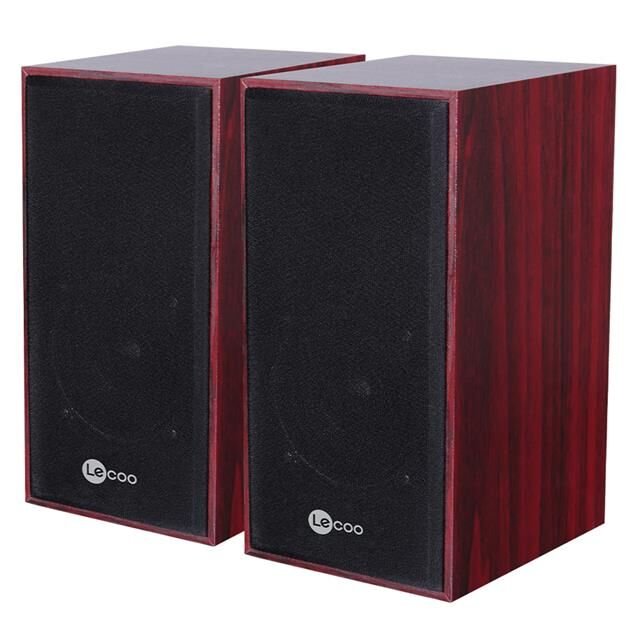 Lenovo Lecoo DS105 6W Ahşap Gövdeli Masaüstü Stereo Hoparlör - USB + 3.5mm Jack Girişli PC Hoparlörü
