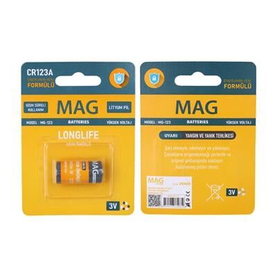 Mag Batteries MG-123 CR123A 3 Volt Lityum Fotoğraf Makinesi Pili Tekli Blister