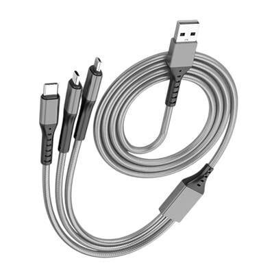 PowerMaster PM-26335 3 IN 1 Gümüş 1.2 Metre Şarj Kablosu