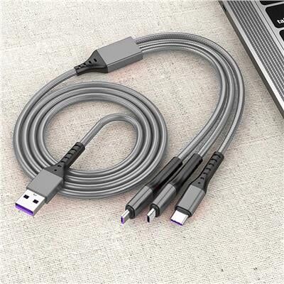 PowerMaster PM-26335 3 IN 1 Gümüş 1.2 Metre Şarj Kablosu