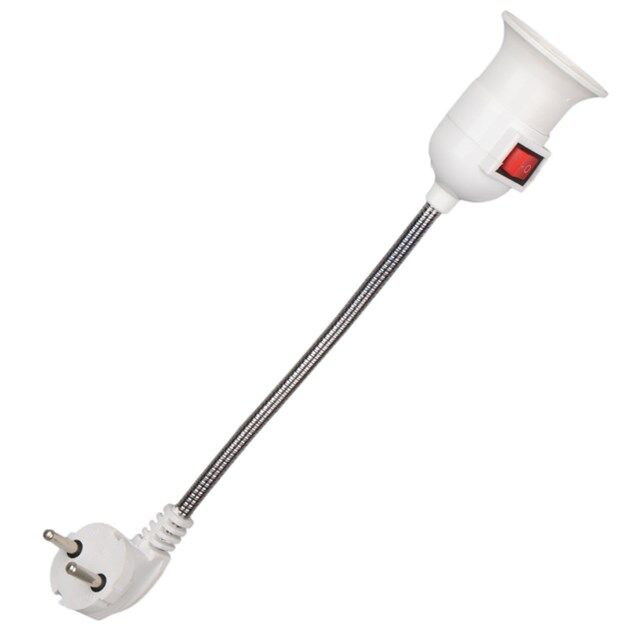 LedX DY-112 Prizden E27 Duya Dönüştürücü 26cm Spiralli Anahtarlı Duy