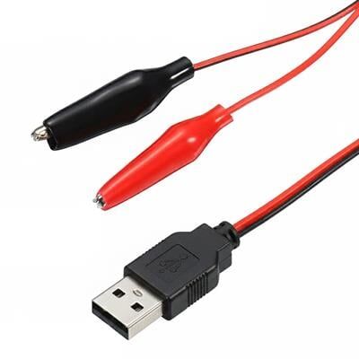 Powermaster PM-28657 USB Erkek - Küçük Krokodil Uçlu 5V 2A Test Kablosu 60 CM
