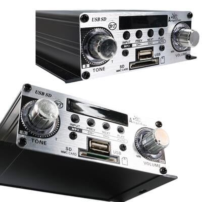 MagicVoice YW-191L 12 Volt 100 Watt Motosiklet Bluetooth Amfi USB/SD 2 Kanal Pazarcı - Anfi (125X95X40mm)