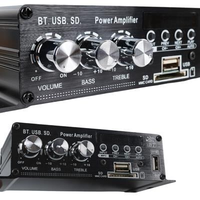 MagicVoice YW-406L 12 Volt 100 Watt Motosiklet Bluetooth Amfi USB/SD 2 Kanal Pazarcı - Anfi (154X80X42Mm)