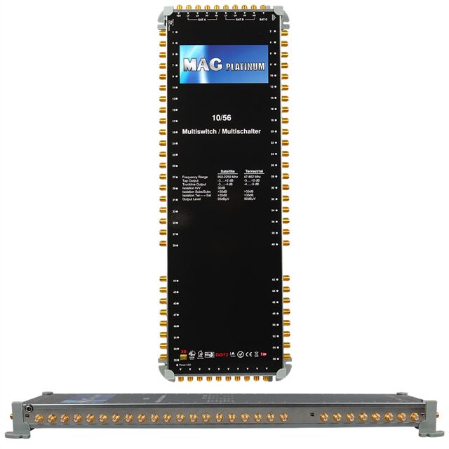 MAG Platinum MP 10/56 Multiswitch - 10 Giriş 56 Çıkışlı Merkezi Uydu Santrali Hybrid 4K ve 3D Destekli