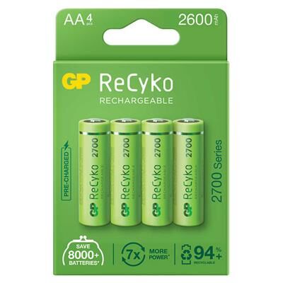 GP Recyko AA 2600 mAh Şarjlı 4'lü Pil GP270AAHCE-2EB4 (GPRHC272E001)