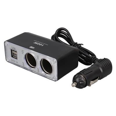 Olesson 1647 12-24V Çift USB Girişli 100W 70cm Kablolu 2'li Araç Çakmak Çoklayıcı