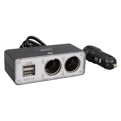 Olesson 1647 12-24V Çift USB Girişli 100W 70cm Kablolu 2'li Araç Çakmak Çoklayıcı