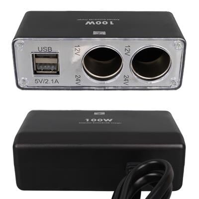 Olesson 1647 12-24V Çift USB Girişli 100W 70cm Kablolu 2'li Araç Çakmak Çoklayıcı