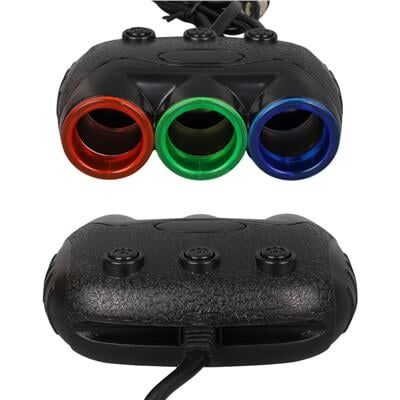 Olesson 1633 12-24V Tek USB Girişli 120W 80cm Kablolu Dijital Voltaj Ekranlı 3'lü Araç Çakmak Çoklayıcı