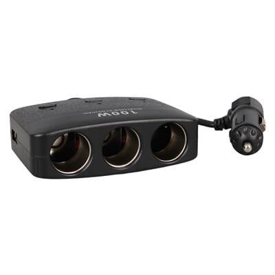 Olesson 1636 12-24V Çift USB Girişli 100W 70 CM Kablolu 3'LÜ Araç Çakmak Çoklayıcı