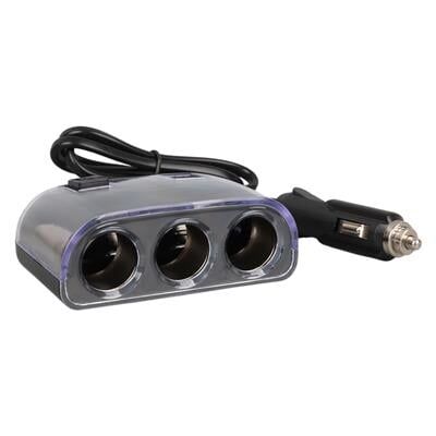 Olesson 1505 12-24V Çift USB Girişli 120W 80cm Kablolu 3'LÜ Araç Çakmak Çoklayıcı