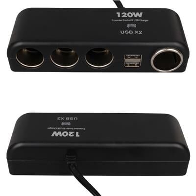 Olesson 1525 12-24V Çift USB'LI 120W 80cm Kablolu 4'LÜ Araç Çakmak Çoklayıcı