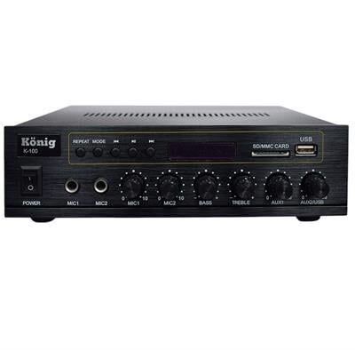 König K-100 USB-SD-Bluetooth Destekli 2 Mik. Giriş 8 Ohm 100/70v 80 Watt Trafolu Anfi