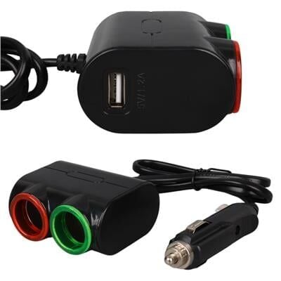 Olesson 1631 12-24V Tek USB Girişli 120W 80cm Kablolu 2'LI Araç Çakmak Çoklayıcı