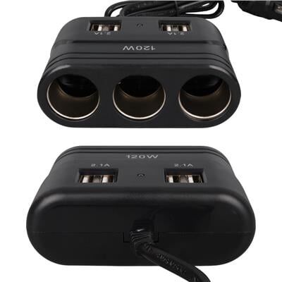 Olesson 1678 12-24V 4 USB Girişli 120W 80cm Kablolu 3'lü Araç Çakmak Çoklayıcı
