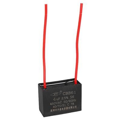 4UF 450VAC Siyah 10cm Kablolu Kare Tip Kutupsuz Kondansatör