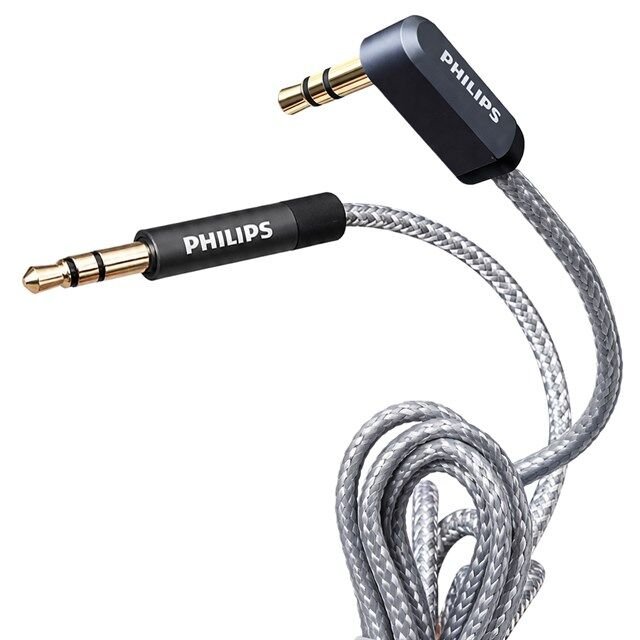 Philips SWR2114F/93 3.5mm AUX Ses Kablosu 1.5 Metre L Tipi Konnektör Örgülü Zırhlı