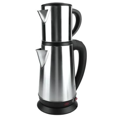 Crown CRW-2201 1800W 1.8 - 0.8 Litre Çelik Hazneli Çaycı Mutfak Kettle Demlikli Ve Süzgeçli Inox